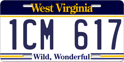 WV license plate 1CM617
