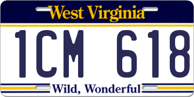 WV license plate 1CM618