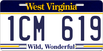 WV license plate 1CM619