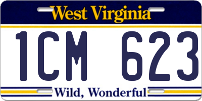 WV license plate 1CM623