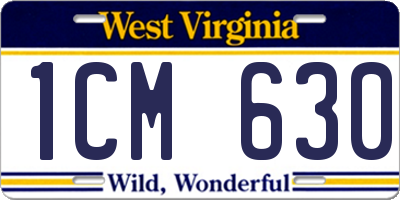 WV license plate 1CM630