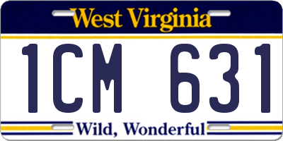WV license plate 1CM631