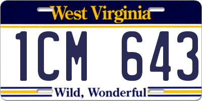 WV license plate 1CM643