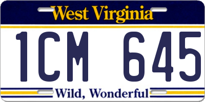 WV license plate 1CM645