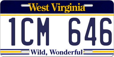 WV license plate 1CM646