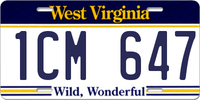 WV license plate 1CM647