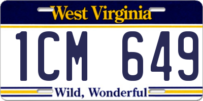 WV license plate 1CM649