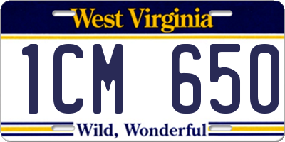 WV license plate 1CM650