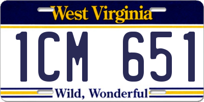 WV license plate 1CM651