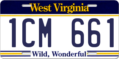 WV license plate 1CM661