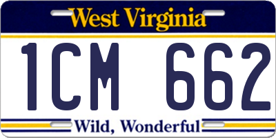 WV license plate 1CM662