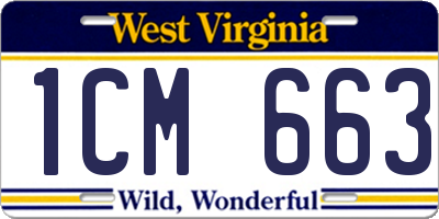 WV license plate 1CM663