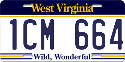WV license plate 1CM664
