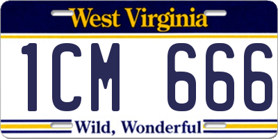 WV license plate 1CM666