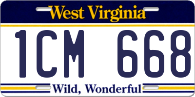 WV license plate 1CM668