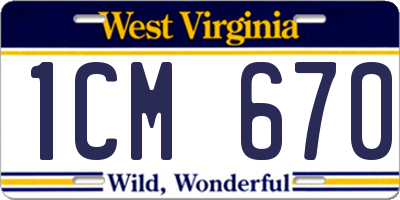 WV license plate 1CM670
