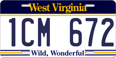 WV license plate 1CM672