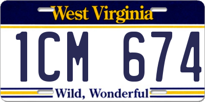 WV license plate 1CM674
