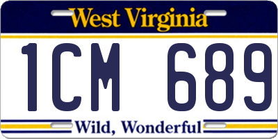 WV license plate 1CM689