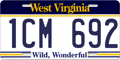 WV license plate 1CM692