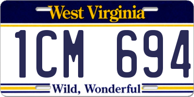 WV license plate 1CM694