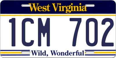WV license plate 1CM702