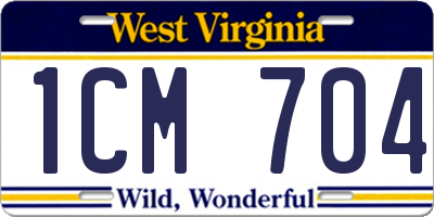 WV license plate 1CM704