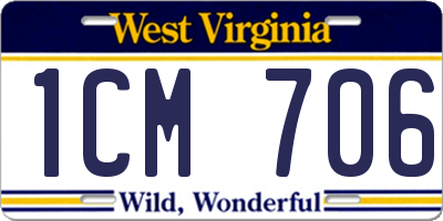 WV license plate 1CM706