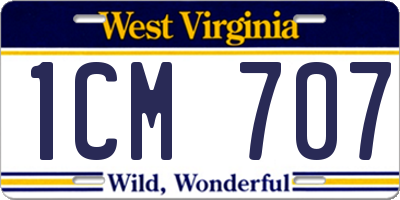WV license plate 1CM707