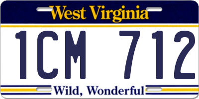 WV license plate 1CM712