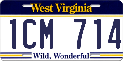 WV license plate 1CM714