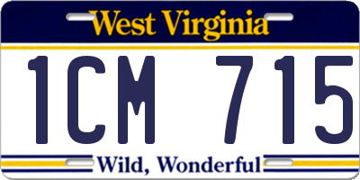 WV license plate 1CM715