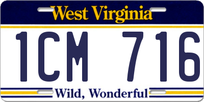WV license plate 1CM716