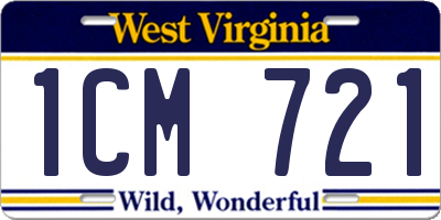 WV license plate 1CM721