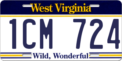 WV license plate 1CM724