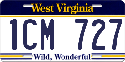 WV license plate 1CM727