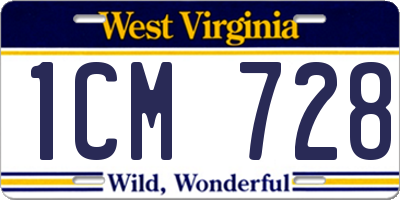 WV license plate 1CM728