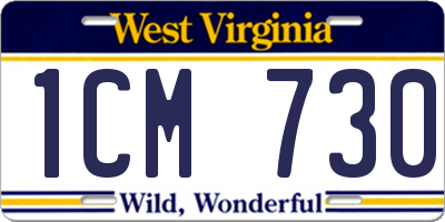 WV license plate 1CM730