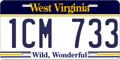WV license plate 1CM733