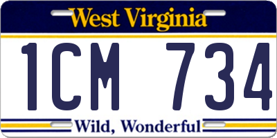 WV license plate 1CM734