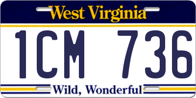 WV license plate 1CM736