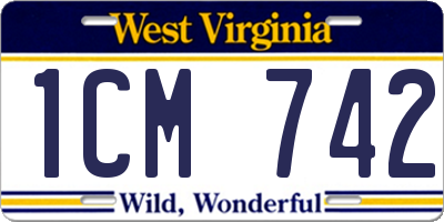 WV license plate 1CM742