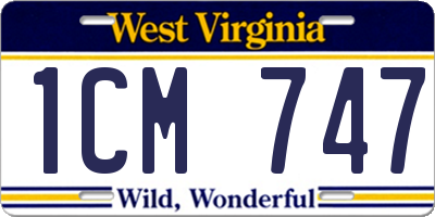 WV license plate 1CM747