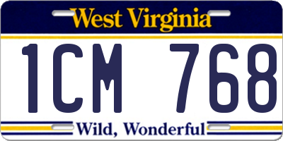 WV license plate 1CM768