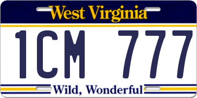 WV license plate 1CM777