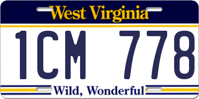 WV license plate 1CM778