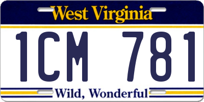WV license plate 1CM781