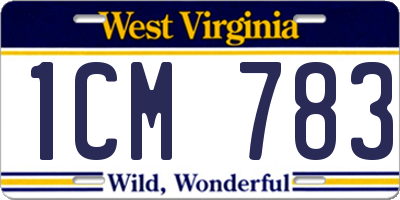 WV license plate 1CM783