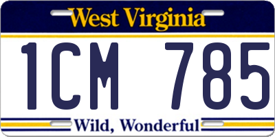 WV license plate 1CM785