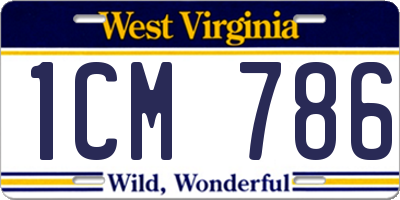 WV license plate 1CM786